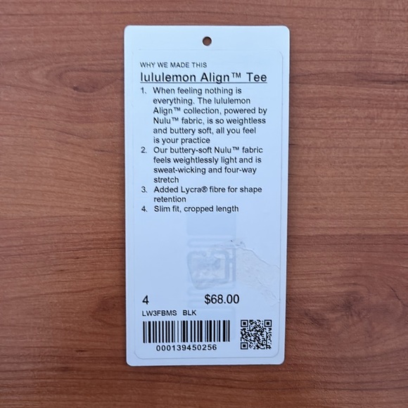 lululemon align tee, worn once, size 4. - Picture 3 of 3